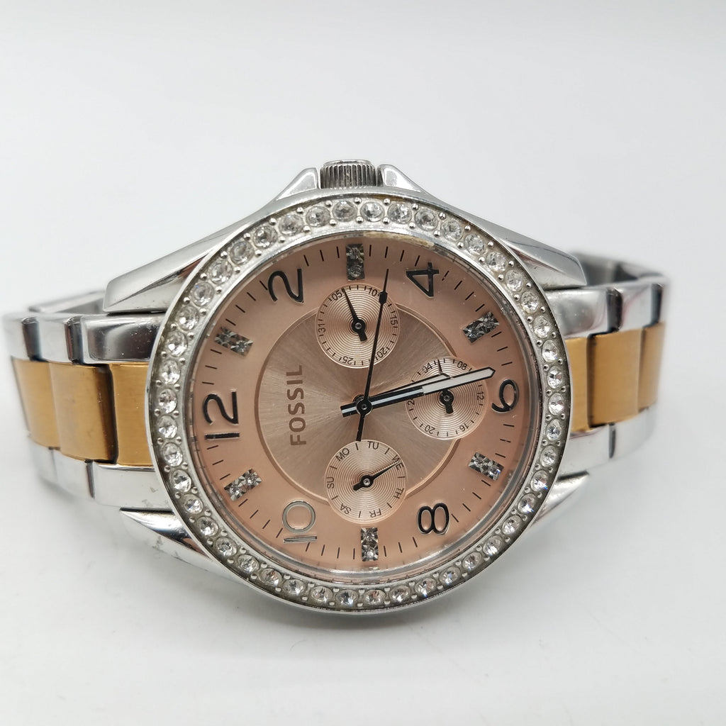 Fossil Riley Multifunction Rose Gold Dial Two Tone Steel Strap Watch for Women - ES4145 Buy Now By Fossil