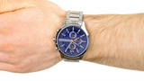 Armani Exchange Hampton Chronograph Blue Dial Silver Steel Strap Watch For Men - AX2155 Buy Now By Armani Exchange