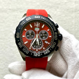 Tag Heuer Formula 1 Chronograph 41mm Red Dial Red Rubber Strap Watch for Men - CAZ101AN.FT8055
