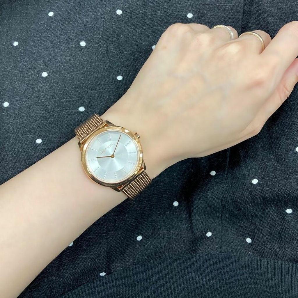 Calvin Klein Minimal White Dial Rose Gold Mesh Bracelet Watch for Women - K3M22Y2X Buy Now By Calvin Klein