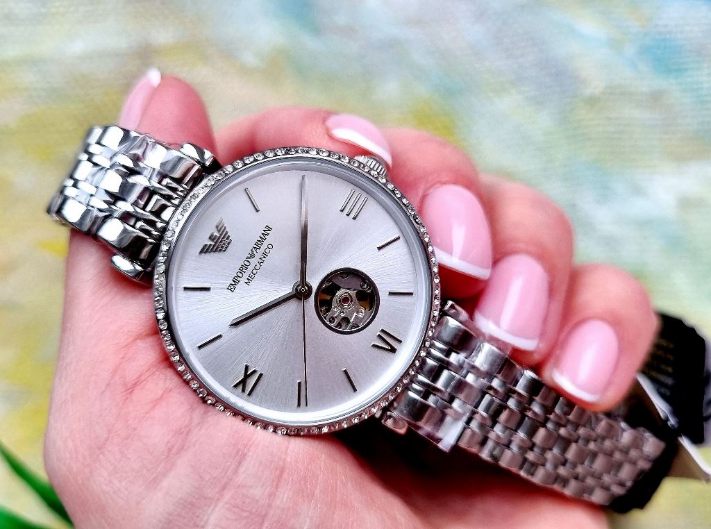 Emporio Armani Gianni T-Bar Automatic Silver Dial Silver Steel Strap Watch For Women - AR60022 Buy Now By Emporio Armani