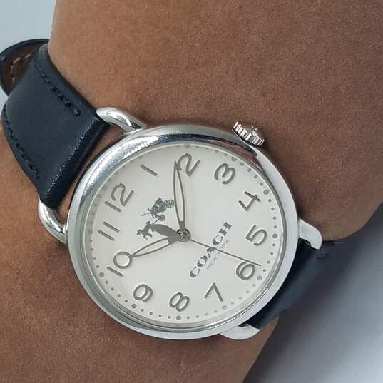 Coach Delancey White Dial Black Leather Strap Watch for Women - 14502714 Buy Now By Coach