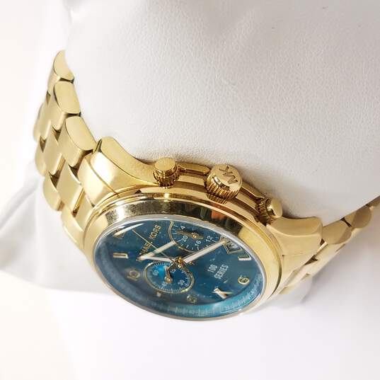 Michael Kors Runway Hunger Stop100 Series Blue Dial Gold Steel Strap Watch for Women - MK5815 Buy Now By Michael Kors