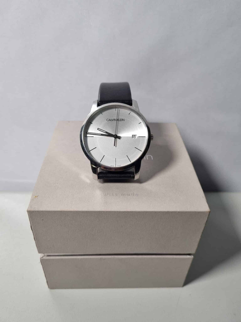 Calvin Klein City White Dial Black Leather Strap Watch for Men - K2G2G1CD Buy Now By Calvin Klein
