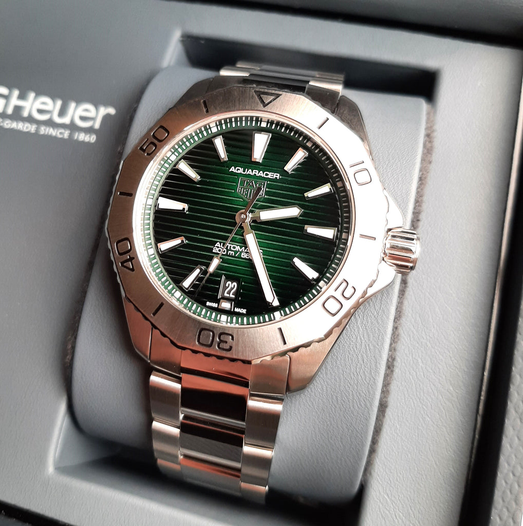 Tag Heuer Aquaracer Professional 200 Automatic Green Dial Silver Steel Strap Watch for Men - WBP2115.BA0627 Buy Now By Tag Heuer