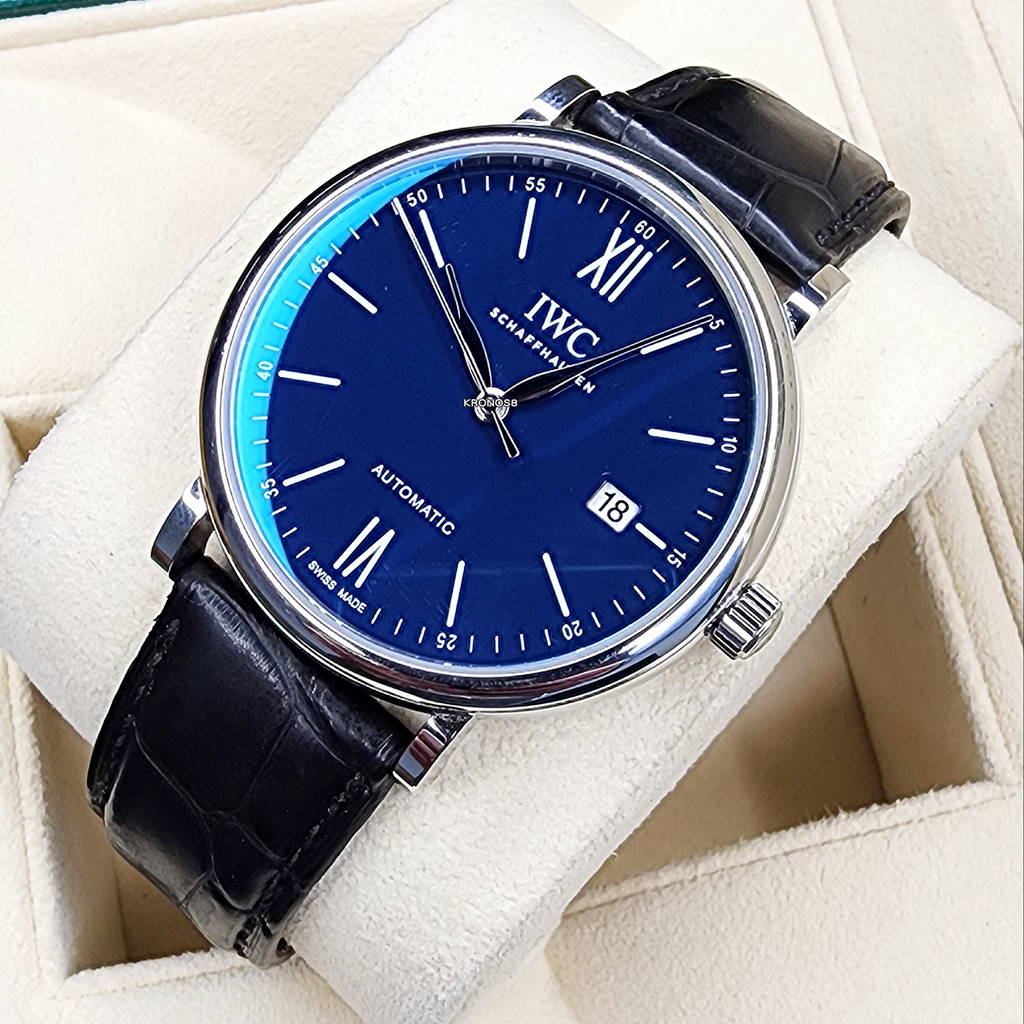 IWC Portofino '150 Years Edition' Automatic Blue Dial Black Leather Strap Watch for Men - IW356518 Buy Now By IWC