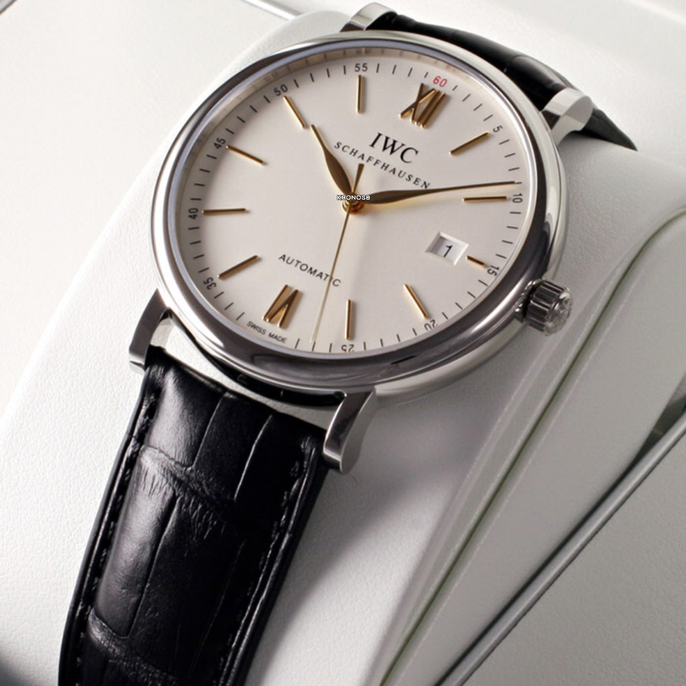 IWC Portofino Automatic White Dial Black Leather Strap Watch for Men - IW356517 Buy Now By IWC