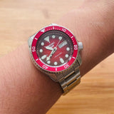 Seiko 5 Sports Mechanical Limited Edition Red Dial Silver Steel Strap Watch For Men - SRPK63K1 Buy Now By Seiko