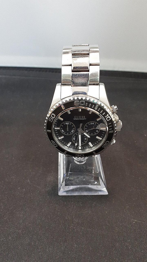 Guess Chaser Chronograph Black Dial Silver Steel Strap Watch for Men - W0170G1 Buy Now By Guess