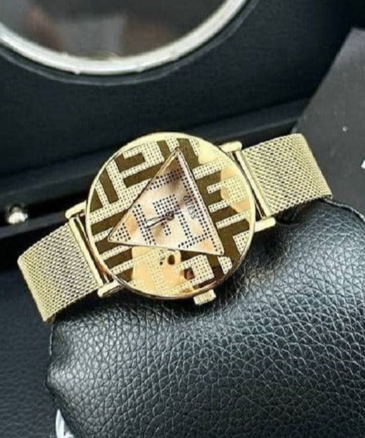Guess Iconic Quartz Gold Dial Gold Mesh Bracelet Watch For Women - GW0527L2 Buy Now By Guess