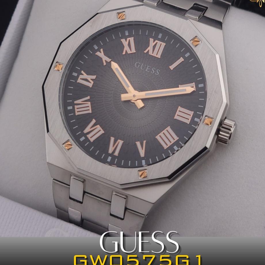 Guess Asset Quartz Black Dial Silver Steel Strap Watch For Men - GW0575G1 Buy Now By Guess