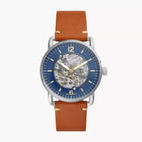 Fossil Forrester Luggage Automatic Skeleton Blue Dial Brown Leather Strap Watch for Men - ME3179 Buy Now By Fossil