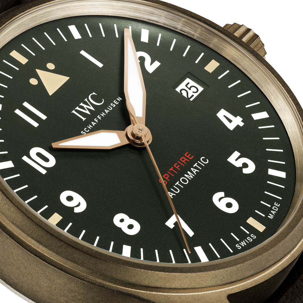 IWC Pilot's Watch Automatic Spitfire Green Dial Brown Leather Strap Watch for Men - IW326802 Buy Now By IWC