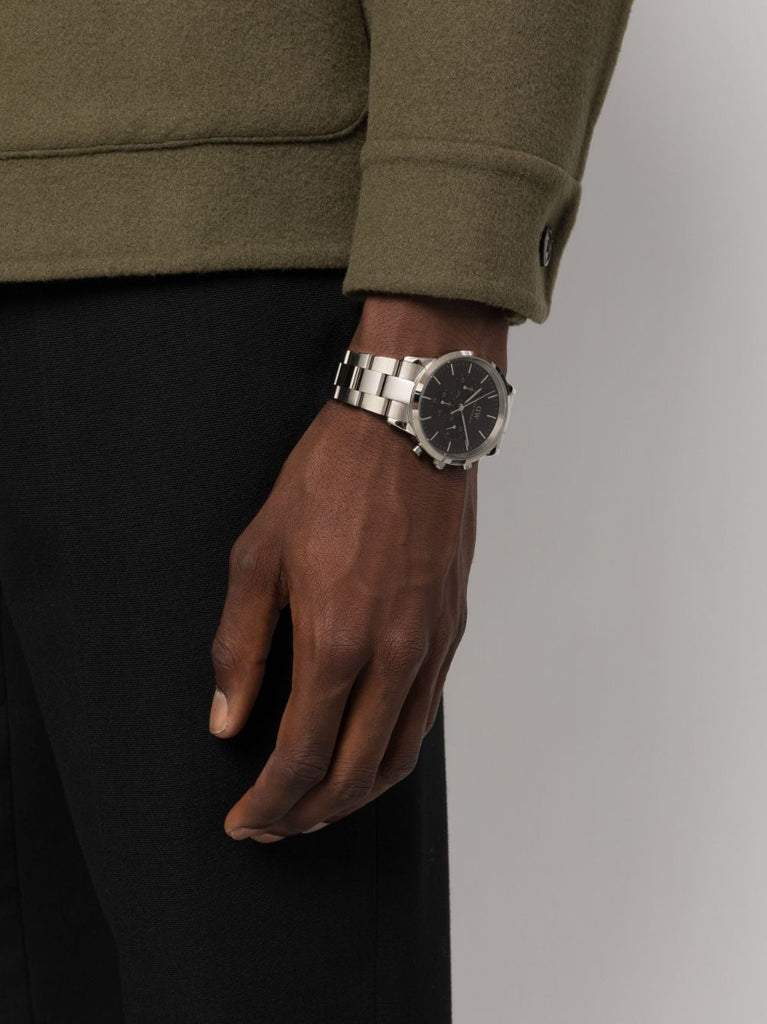 Daniel Wellington Iconic Chronograph Link Black Dial Silver Steel Strap Watch For Men - DW00100645 Buy Now By Daniel Wellington