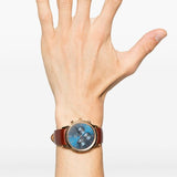 Daniel Wellington Iconic Chronograph Blue Dial Brown Leather Strap Watch For Men - DW00100639 Buy Now By Daniel Wellington