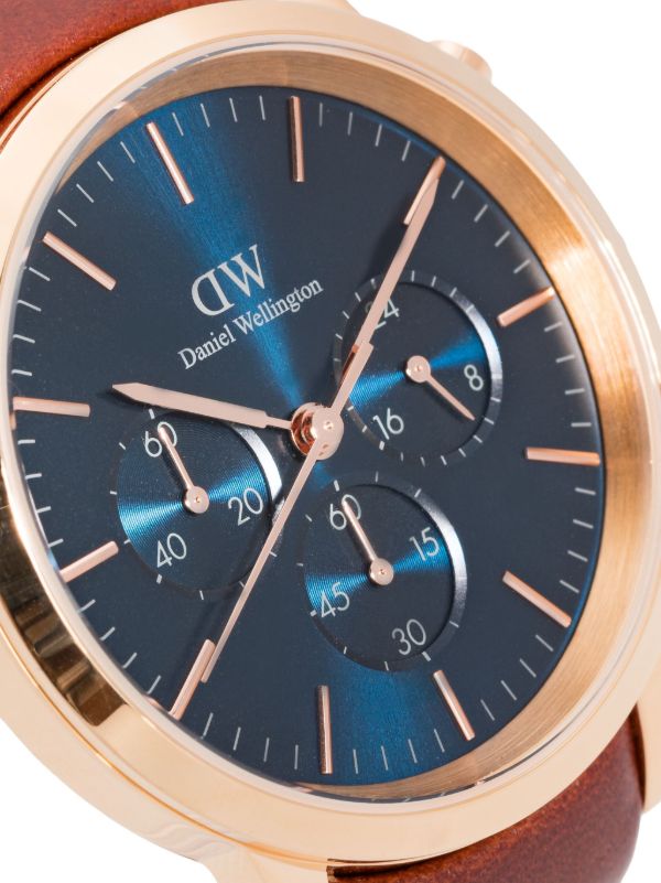 Daniel Wellington Iconic Chronograph Blue Dial Brown Leather Strap Watch For Men - DW00100639 Buy Now By Daniel Wellington