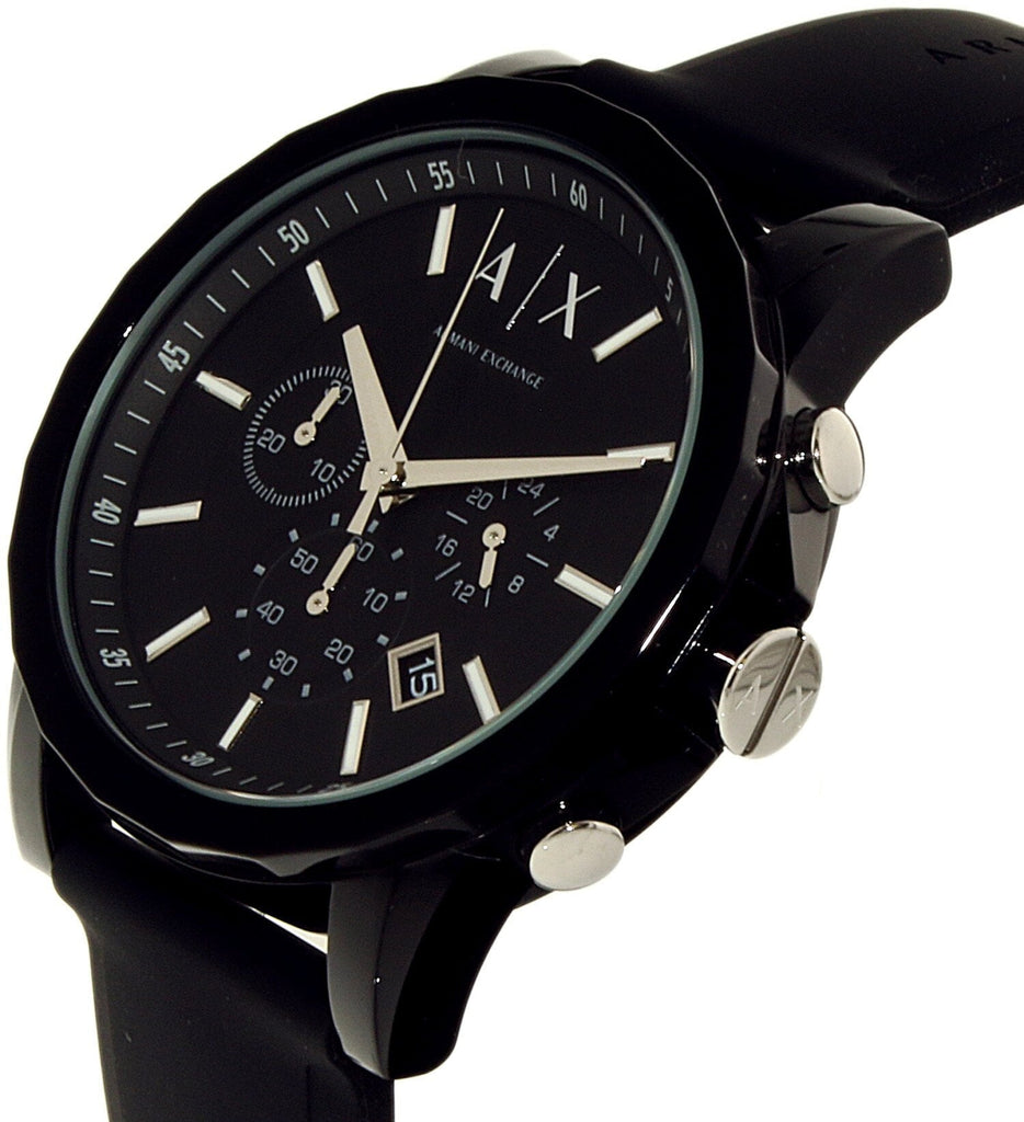 Armani Exchange Outerbanks Chronograph Black Dial Black Silicone Strap Watch For Men - AX1326 Buy Now By Armani Exchange