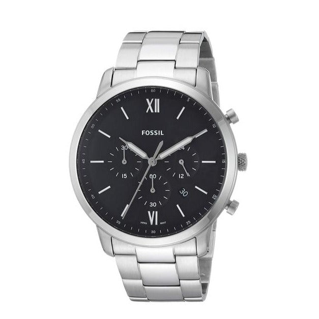 Fossil Neutra Chronograph Black Dial Silver Steel Strap Watch for Men - FS5384 Buy Now By Fossil