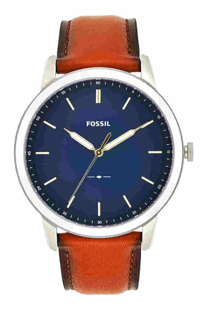 Fossil Minimalist Blue Dial Brown Leather Strap Watch for Men - FS5304 Buy Now By Fossil