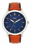 Fossil Minimalist Blue Dial Brown Leather Strap Watch for Men - FS5304 Buy Now By Fossil