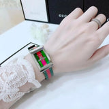 Gucci G Frame Quartz Green & Red Mother of Pearl Dial Multicolor Leather Strap Watch For Women - YA147408 Buy Now By Gucci