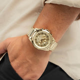 Armani Exchange Drexler Chronograph Gold Dial Gold Steel Strap Watch For Men - AX2602