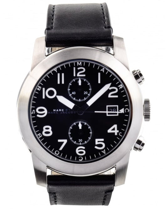 Marc Jacobs Larry Chronograph Black Dial Black Leather Strap Watch for Men - MBM5033 Buy Now By Marc Jacobs