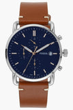 Fossil The Commuter Blue Dial Brown Leather Strap Watch for Men - FS5401 Buy Now By Fossil