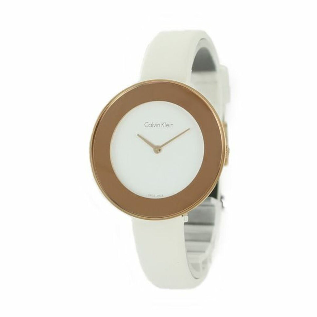 Calvin Klein Chic White Dial White Leather Strap Watch for Women - K7N236K2 Buy Now By Calvin Klein