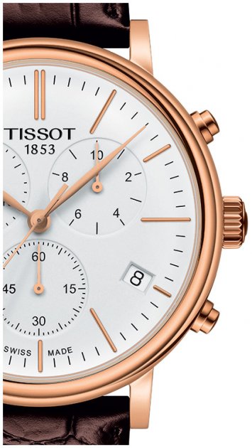 Tissot Carson Premium Chronograph White Dial Brown Leather Strap Watch For Men - T122.417.36.011.00 Buy Now By Tissot
