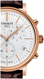 Tissot Carson Premium Chronograph White Dial Brown Leather Strap Watch For Men - T122.417.36.011.00 Buy Now By Tissot