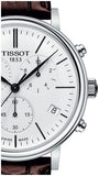 Tissot Carson Premium Chronograph White Dial Brown Leather Strap Watch For Men - T122.417.16.011.00 Buy Now By Tissot