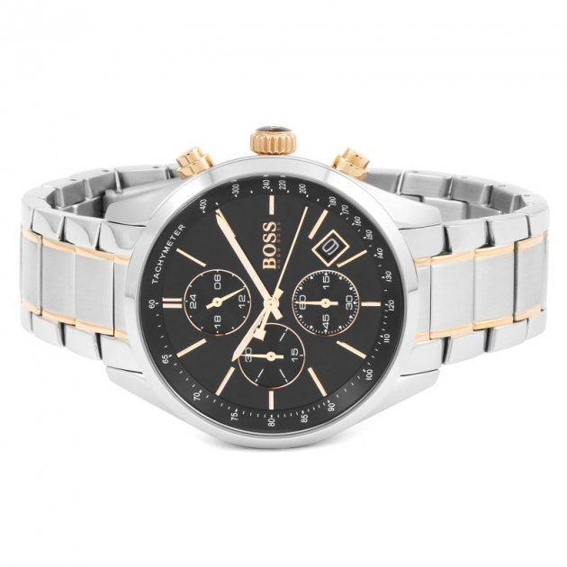 Hugo Boss Grand Prix Black Dial Two Tone Steel Strap Watch for Men - 1513473 Buy Now By Hugo Boss