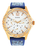 Guess Swirl Analog Quartz White Dial Blue Rubber Strap Watch for Women - W1096L4 Buy Now By Guess