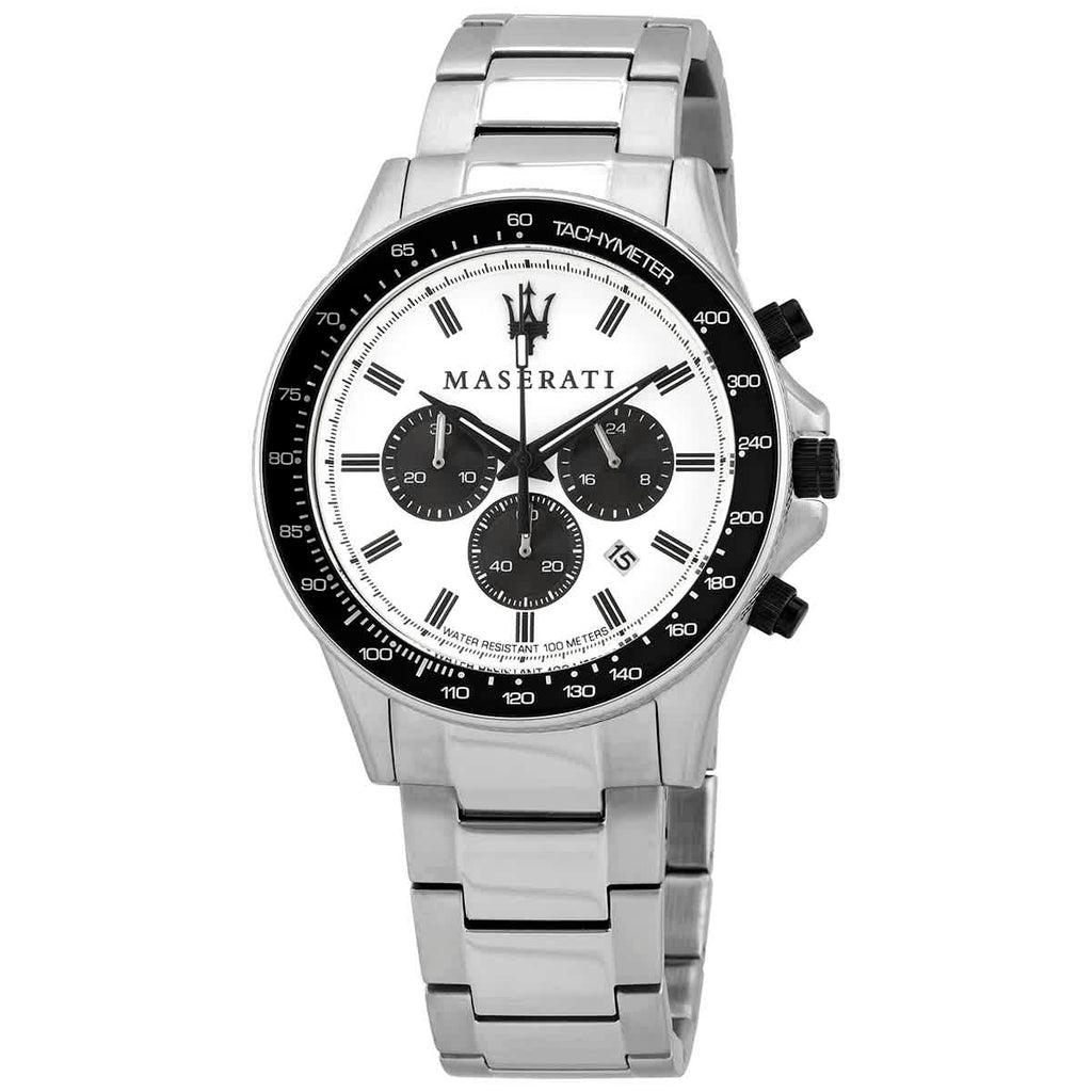 Maserati SFIDA Chronograph White Dial Silver Steel Strap Watch For Men - R8873640003 Buy Now By Maserati