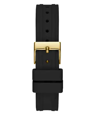 Guess Cosmo Diamonds Gold Dial Black Rubber Strap Watch for Women - GW0034L1 Buy Now By Guess