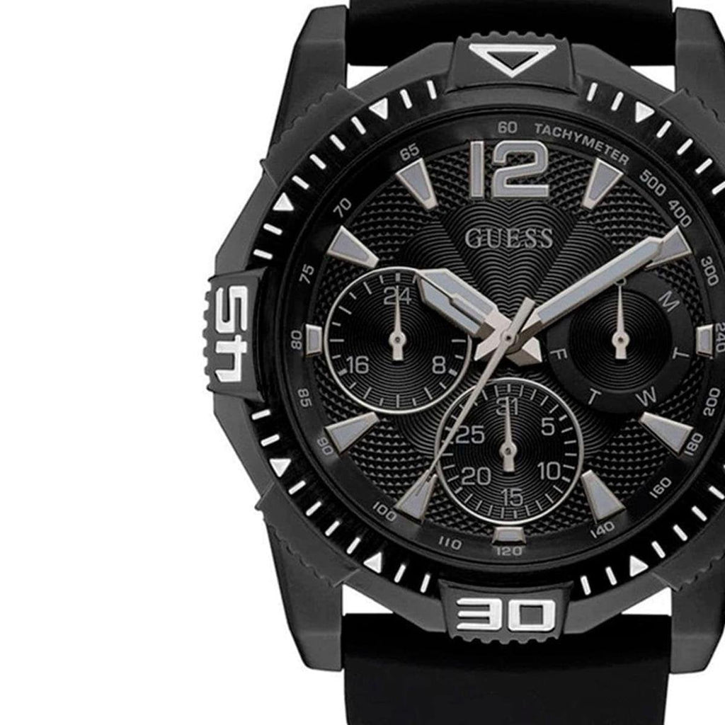 Guess Commander Black Dial Black Rubber Strap Watch for Men - GW0211G3 Buy Now By Guess