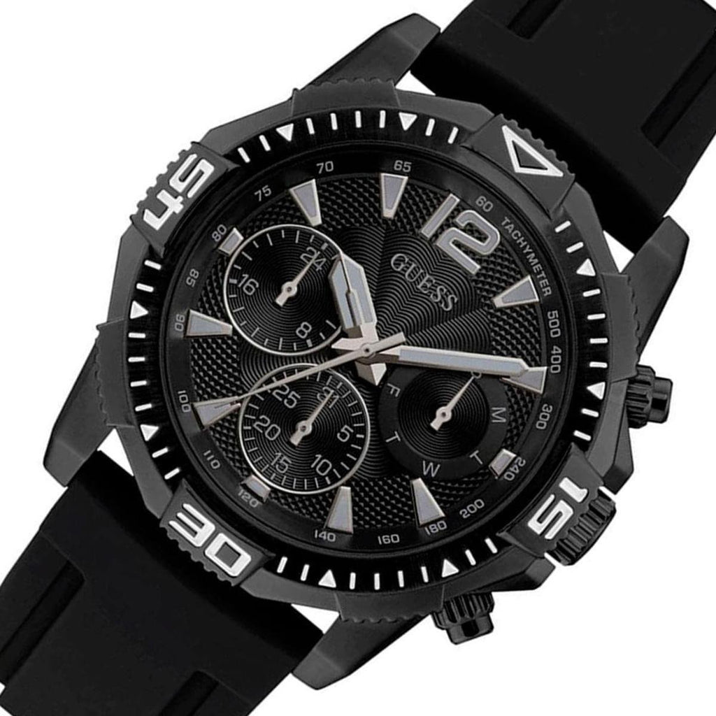 Guess Commander Black Dial Black Rubber Strap Watch for Men - GW0211G3 Buy Now By Guess