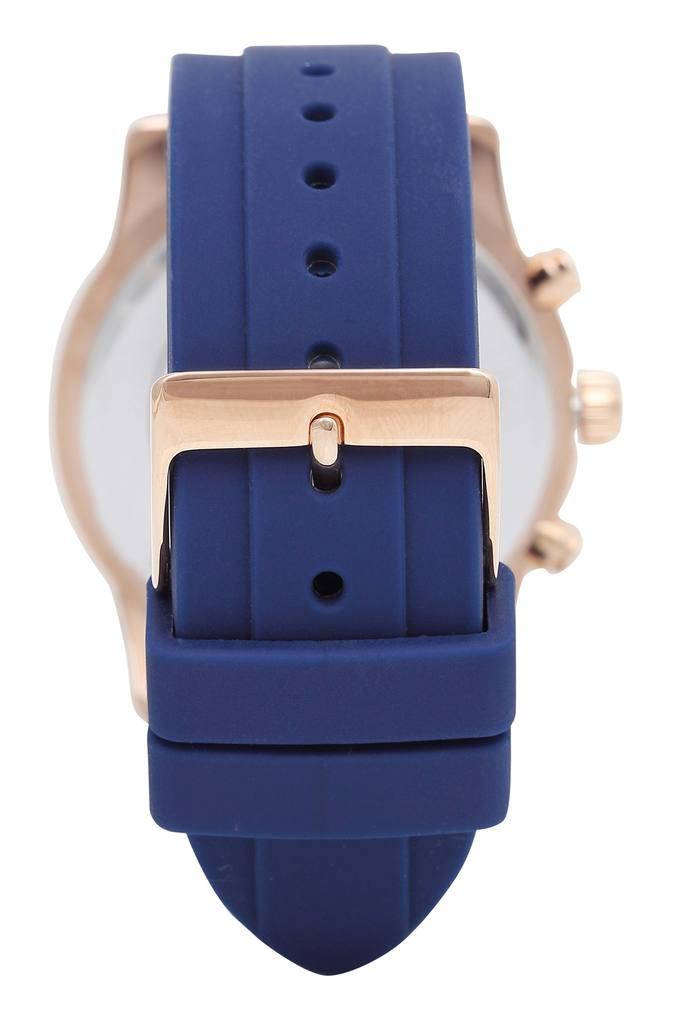 Guess Confetti Diamonds Gold Dial Blue Rubber Strap Watch For Women - W1098L6 Buy Now By Guess