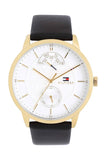 Tommy Hilfiger Hunter White Dial Black Leather Strap Watch for Men - 1791606 Buy Now By Tommy Hilfiger