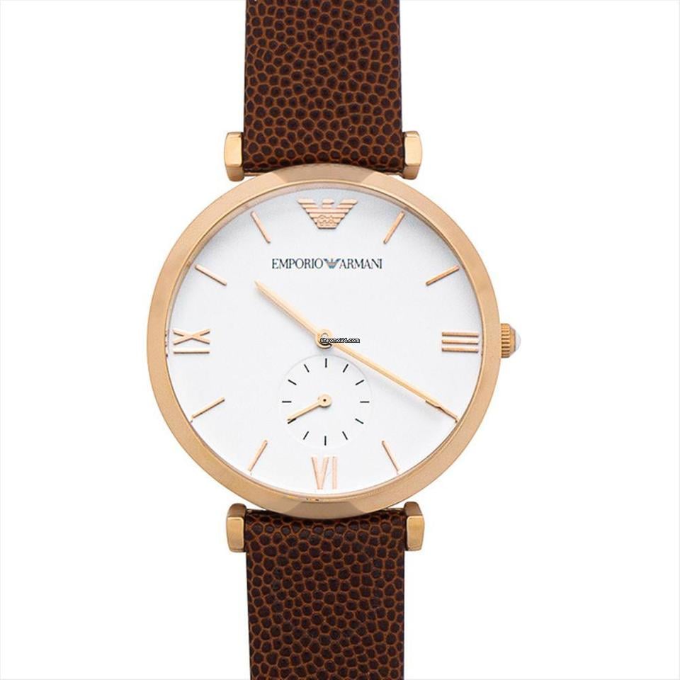 Emporio Armani Analog White Dial Brown Leather Strap Watch For Men - AR9042 Buy Now By Emporio Armani