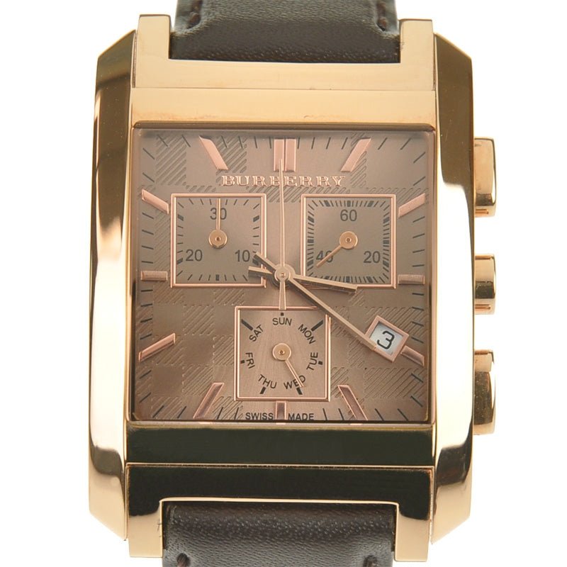 Burberry Heritage Chronograph Square Grey Dial Brown Leather Strap Watch for Men - BU1566 Buy Now By Burberry