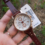 Fossil Boyfriend White Dial Brown Leather Strap Watch for Women - ES3616 Buy Now By Fossil
