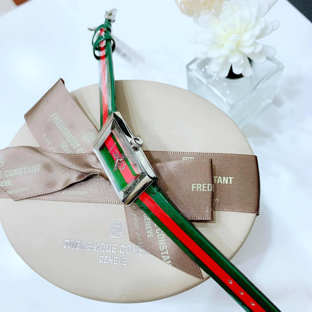 Gucci G Frame Quartz Green & Red Mother of Pearl Dial Multicolor Leather Strap Watch For Women - YA147408 Buy Now By Gucci