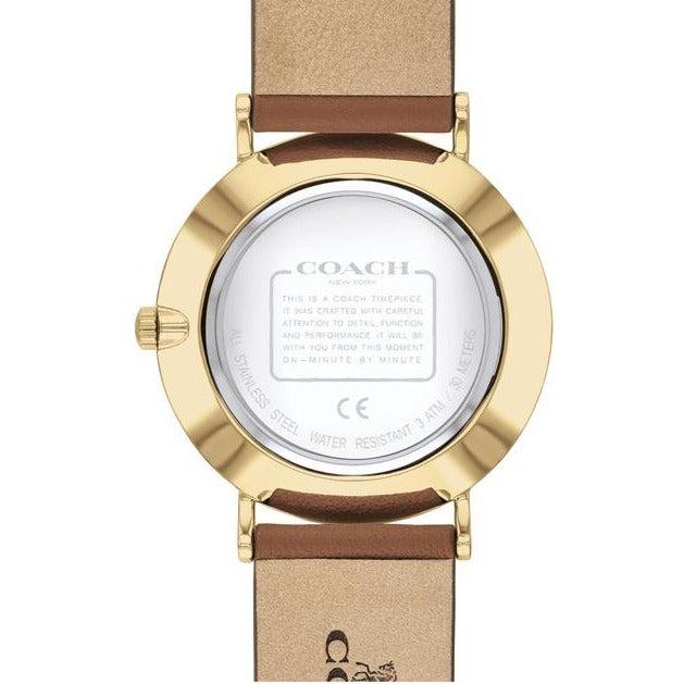 Coach Perry Analog Gold Dial Brown Leather Strap Watch for Women - 14503331-C Buy Now By Coach