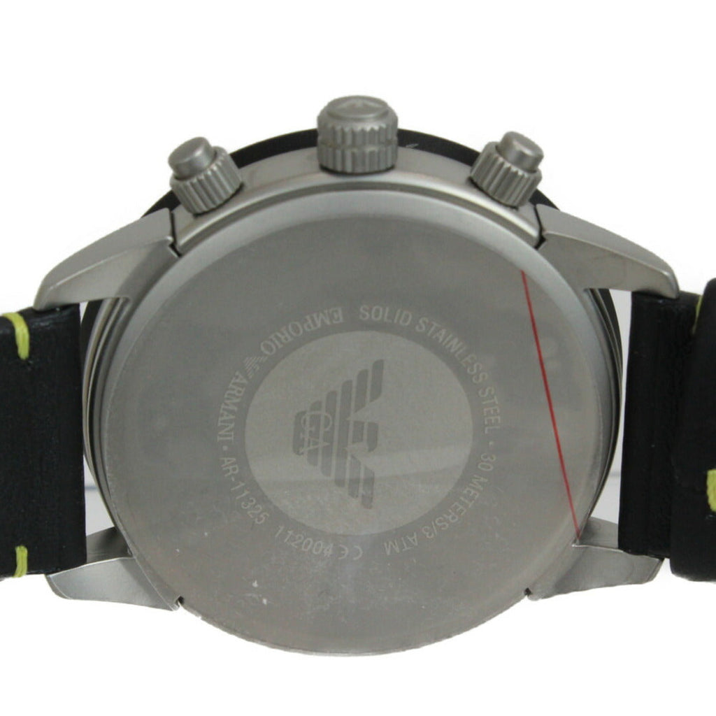 Emporio Armani Mario Chronograph Black Dial Black Leather Strap Watch For Men - AR11325 Buy Now By Emporio Armani