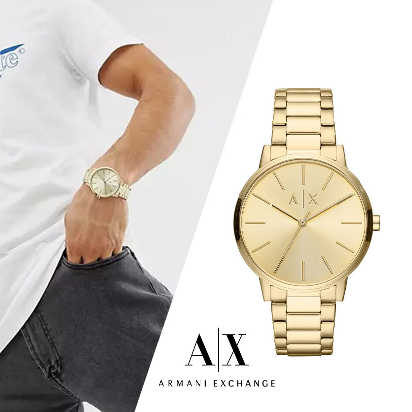 Armani Exchange Cayde Analog Gold Dial Gold Steel Strap Watch For Men - AX2707 Buy Now By Armani Exchange