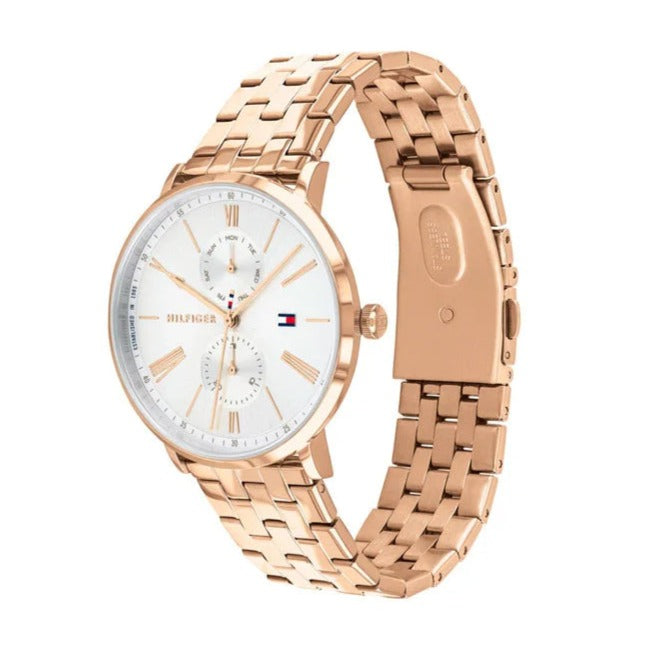 Tommy Hilfiger Jenna Quartz White Dial Rose Gold Steel Strap Watch for Women - 1782070 Buy Now By Tommy Hilfiger