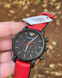 Emporio Armani Luigi Chronograph Black Dial Red Leather Strap Watch For Men - AR1971 Buy Now By Emporio Armani