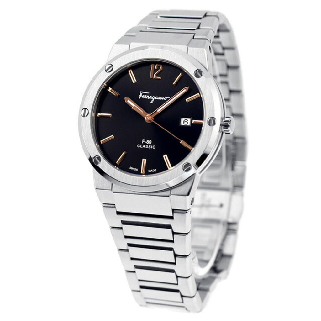 Salvatore Ferragamo F-80 Classic Black Dial Silver Steel Strap Watch for Men - SFDT02423 Buy Now By Salvatore Ferragamo